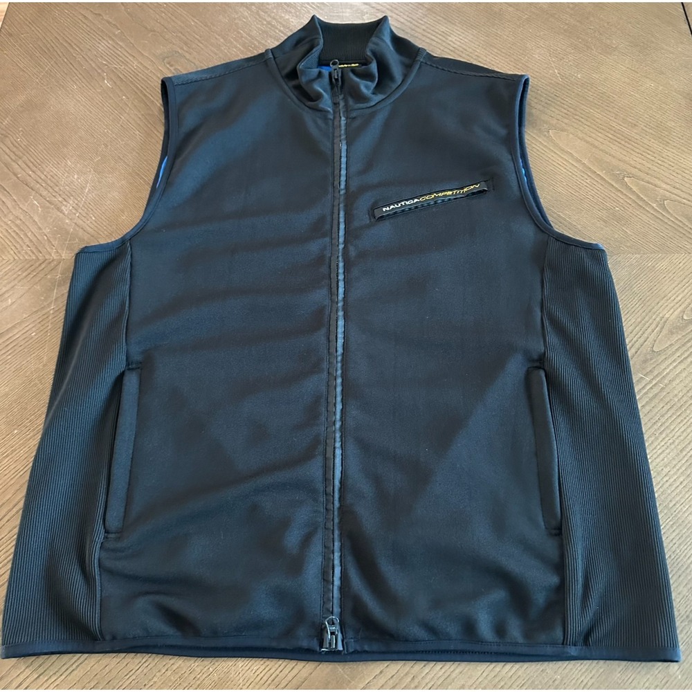 Nautica Competition Lightweight Vest Men's Size XL Black Full Zip Y2K USA Made